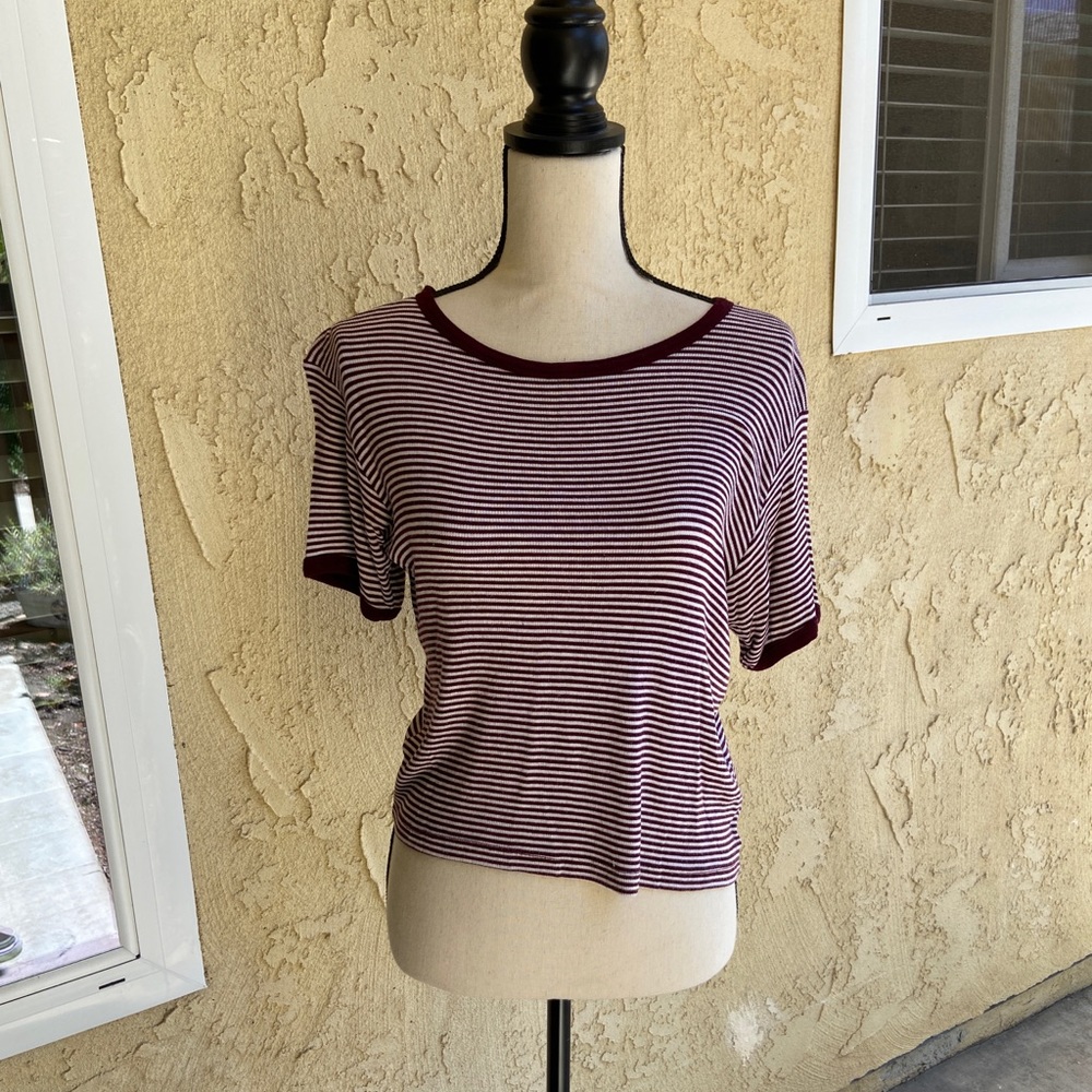 Brandy Melville Striped Ringer Crop Top